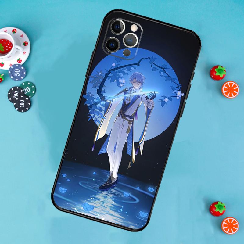 Чехол для телефона Genshin Impact Камисато Аято Для iPhone 17 Air 16 15 14 13 12 11 Pro Max 12 13 mini 15 16 Plus 16e Чехол Funda
