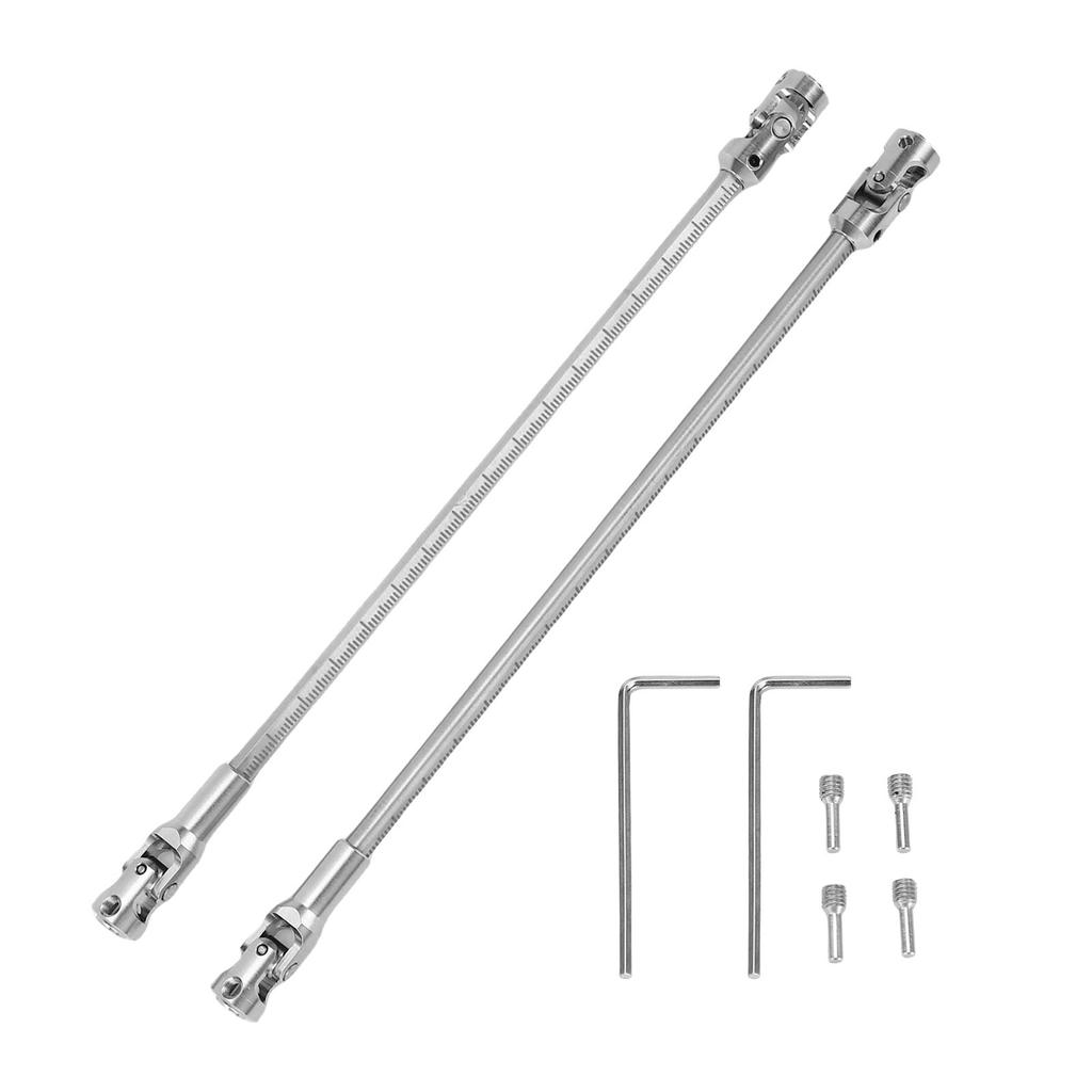 2PCS RC Crawler Driveshafts Stainless Steel Cutting Length Universal RC Joint Drive Shafts for 1 10 LCG Silver
