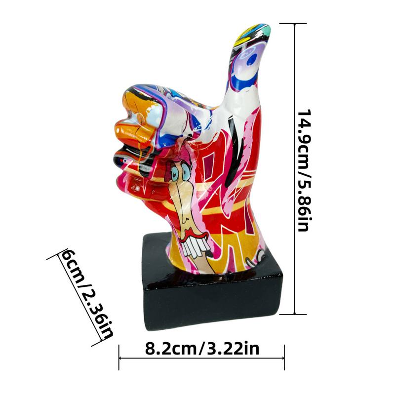 Настольная статуэтка Цветные граффити Жест Пальцы Фигурки Абстрактное искусство Скульптура Цветные большие пальцы Мир Фигурки Сигнал действия