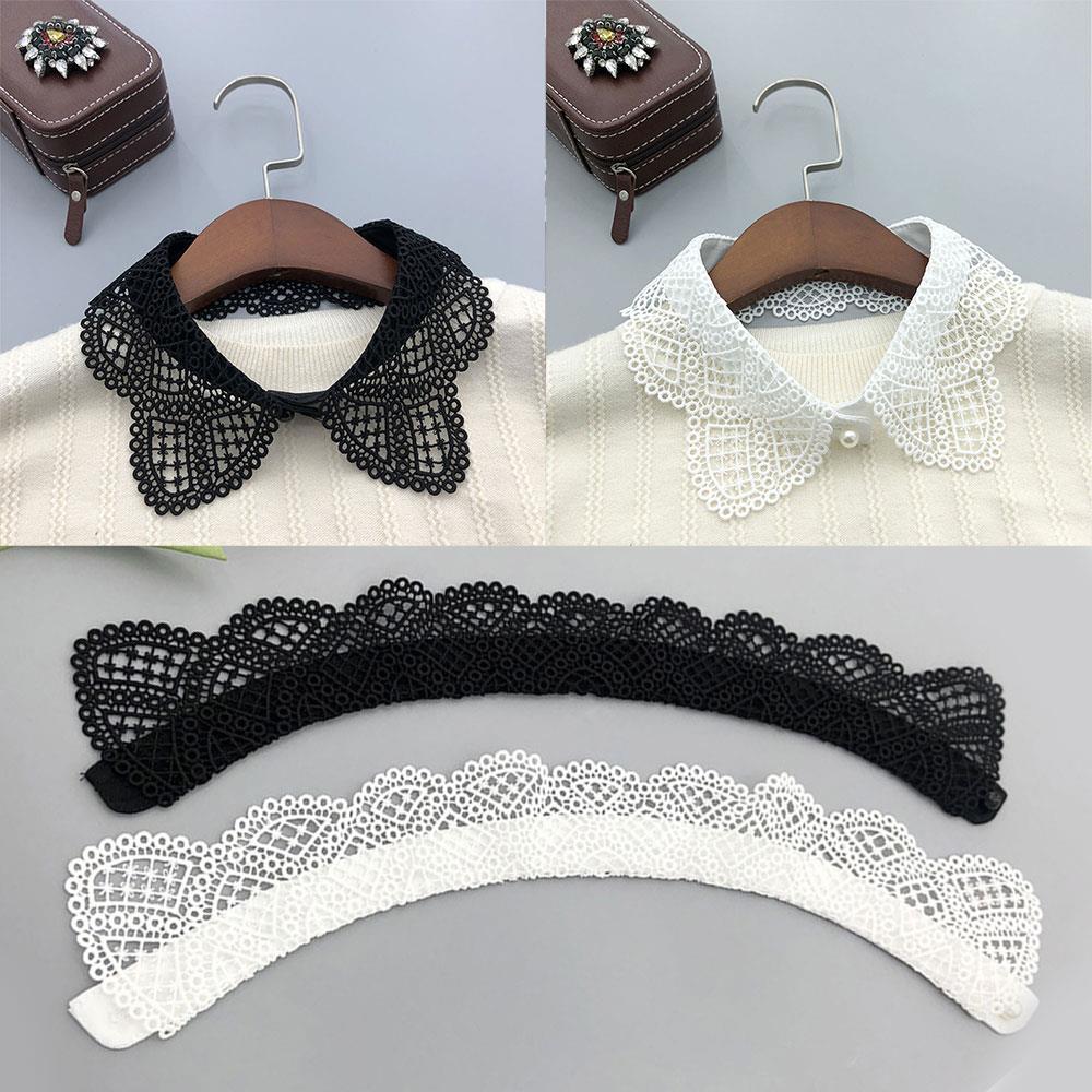 1 шт. Классический воротник-обманка для рубашки, кружевной, черный, белый, винтажный, съемный, с рюшами, воротник-жабо, женские аксессуары для одежды