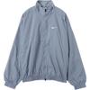 Embroidered Logo Loose Fit Zip High Neck Drop Shoulder Long Sleeve Jacket Men Jacket Gray Blue HV6918-493