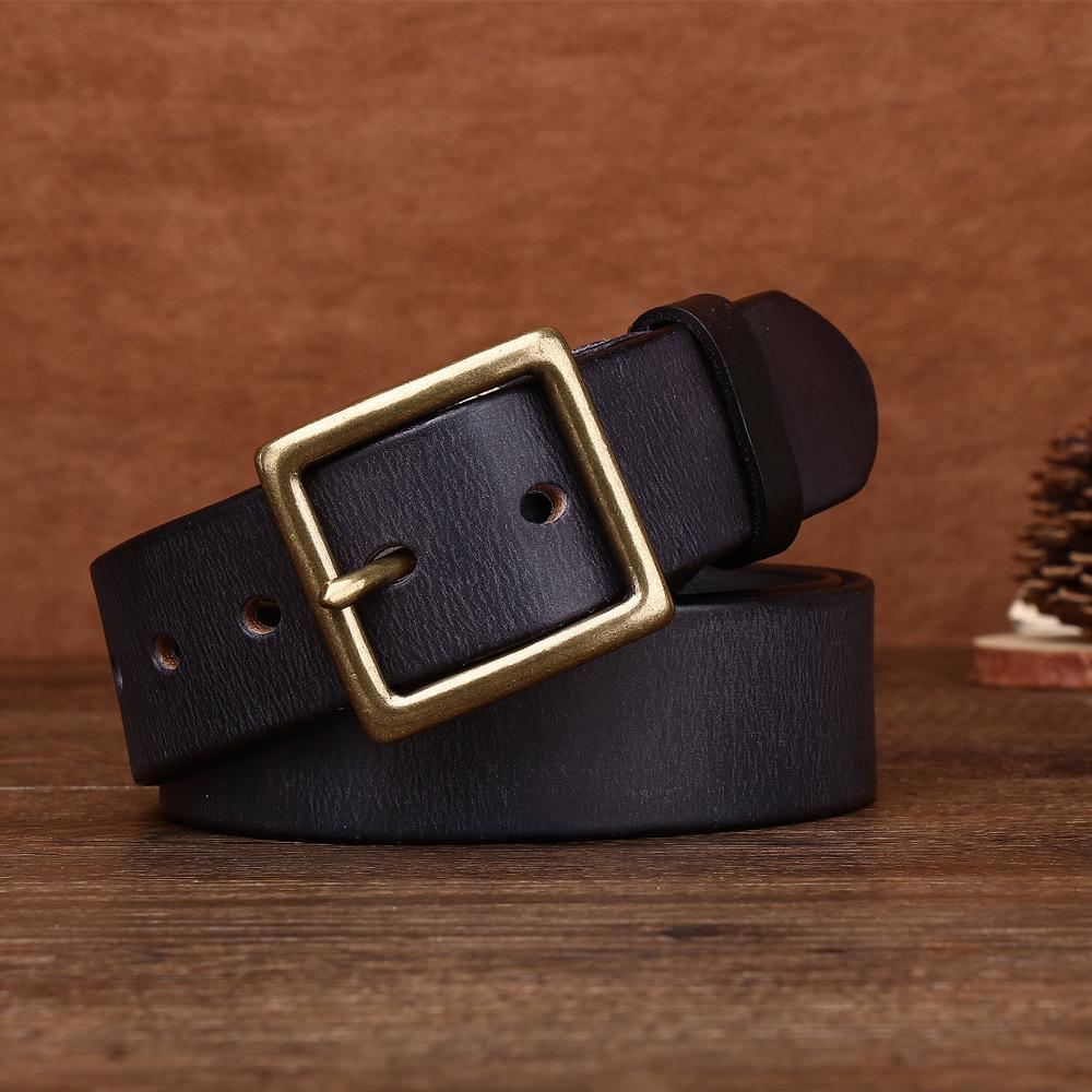 Ремень, первый слой, ретро-ремень, пряжка, повседневный ремень, модный джинсовый ремень ручной работы.