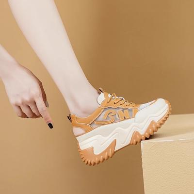 Сандалии Daddy женские 2025 новые летние увеличенные полые сетчатые дышащие спортивные повседневные белые туфли