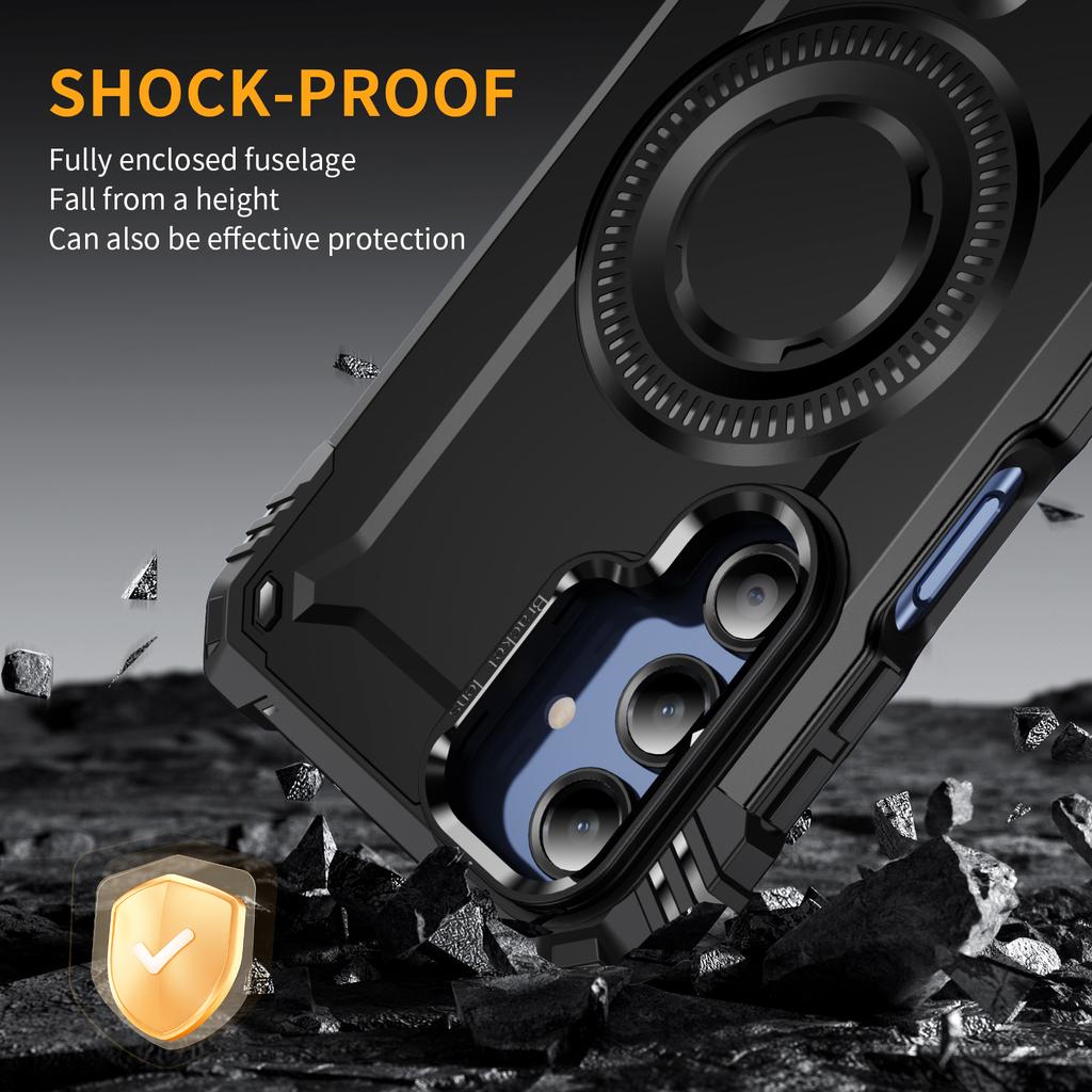 Samsung Galaxy A16 5G беспроводная зарядка автомобильный магнитный чехол для телефона четыре угла защита от падения отпечаток пальца металлическая подставка защитная крышка