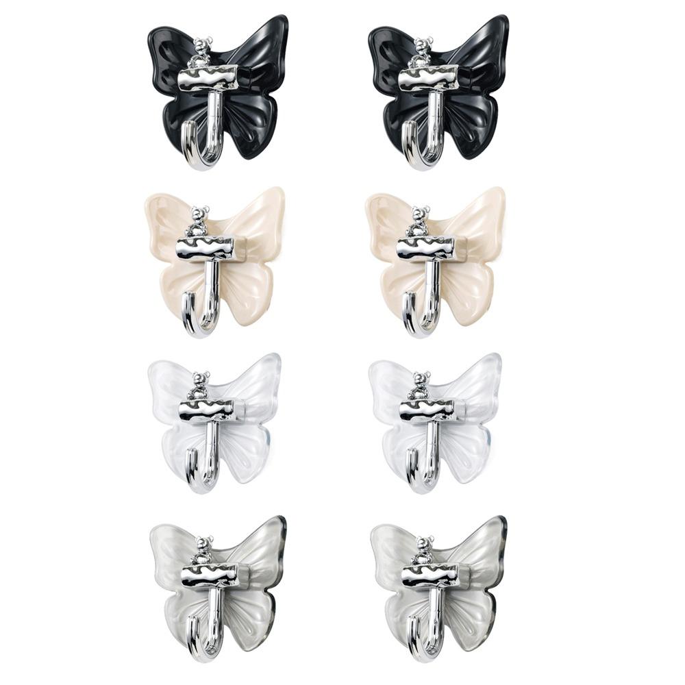 8 Pcs Plastic Butterfly Wall Hooks Self Adhesive Wall Mounted Butterfly Storage Hanger Decorative Moisture-proof Key Holder