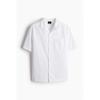 Рубашка HM Regular Fit с коротким рукавом из льняной смеси, белая