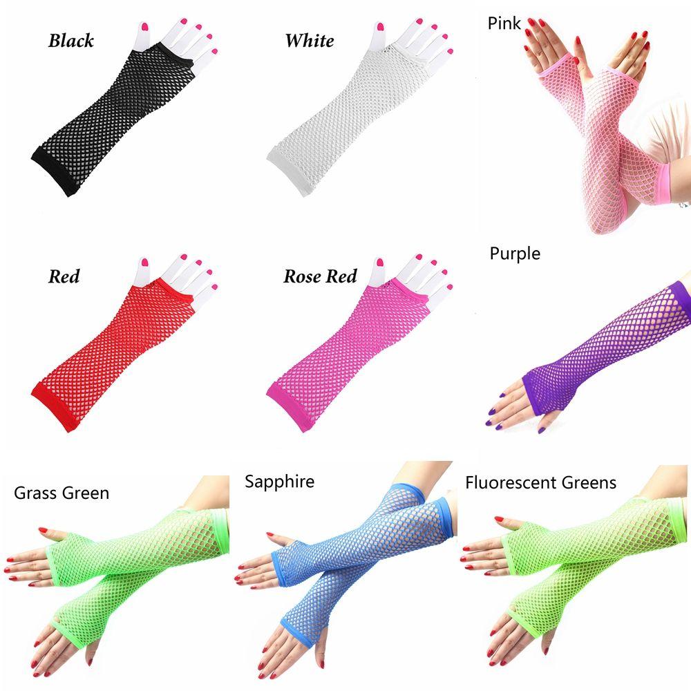 Women Holes Costume Mittens Fishnet Gloves Hollow Out Fingerless
