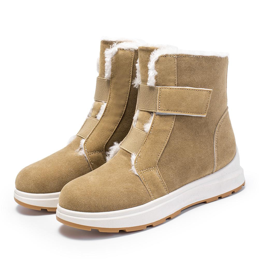 Женские теплые длинные плюшевые зимние ботинки, зима 2023, замшевые ботильоны с крючками и петлями, женские большие размеры, хлопковая обувь на нескользящей платформе, женская обувь