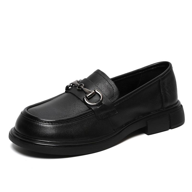 Новые весенние маленькие кожаные туфли из воловьей кожи с верхним слоем в британском стиле. Женские универсальные лоферы. Женские туфли на плоской подошве.