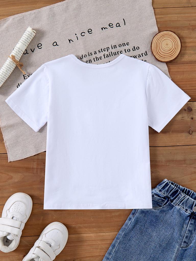 Girls Axolotl T-shirt Cute Watercolor Rainbow Mushroom Print Toddler Cotton Tee Short Sleeve Casual Kids Tops for Summer
