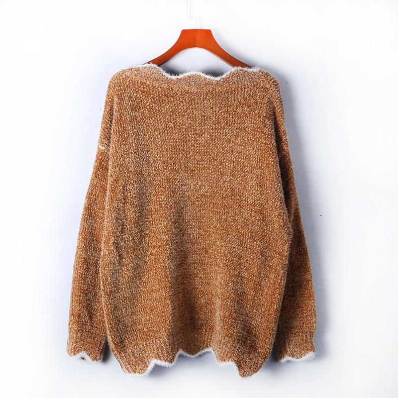 Пуловер с V-образным вырезом, теплый мягкий тканевый милый пуловер, разноцветная трикотажная базовая рубашка, женская повседневная рубашка с длинными рукавами, осень-зима