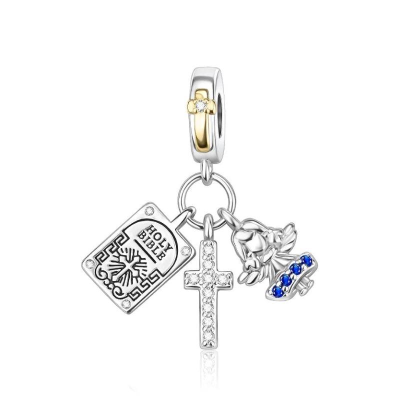 New Cross Charms The Virgin Mary Angel Pendant Necklace Beads Fit Original Copper Bracelets Fine Jewelry Diy Gift