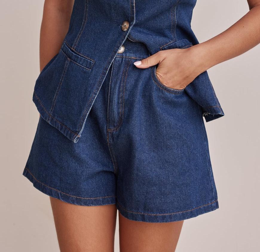 Spring/Summer 2025 European & American Fashion Sleeveless High Waist Loose Denim Shorts Set