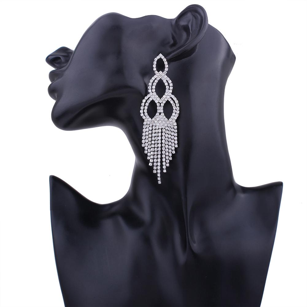 1 Pair Women Girls' Gift Shimmer Rhinestone Tassels Dangle Earrings Eardrop Ear Studs