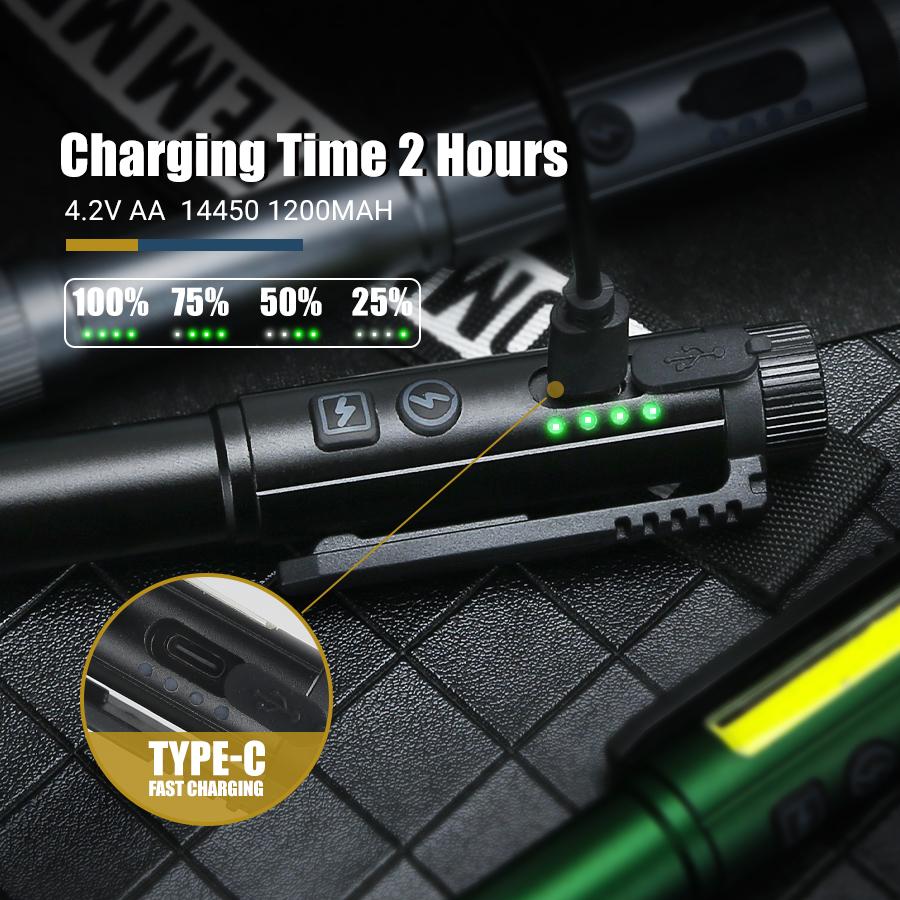 USB Rechargeable LED Pen Flashlight with RGB Light Outdoor Emergency Torch Lamp With Stainless Steel Clip Pocket Led Flashlight