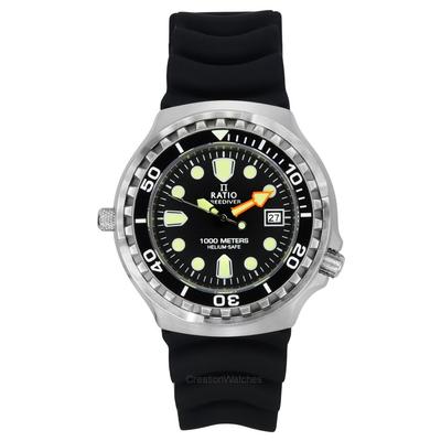 FreeDiver Версия 02 Helium Safe 1000M Сапфировый кварцевый черный циферблат 1038EF102V-BLK-V02 Мужские часы