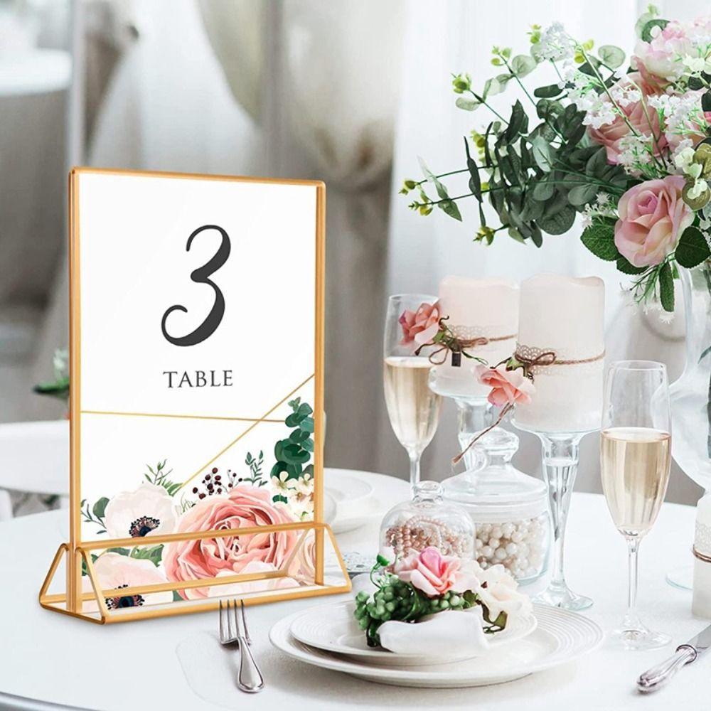 with Base Label Holder Transparent Menu Card Rack Wedding Numbers Stand  Party Wedding Decorations