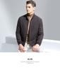 Light luxury stand up collar woolen jacket with thickened cotton and wool, men's solid color business casual autumn and winter warm jacket