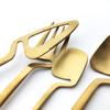 JANKNG Matte Black Dinnerware Sets Kitchen Decor Spoon Fork Knife Tableware Set Gold Cutlery Ice Cream Soup Coffee Use