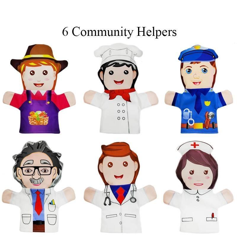 Плюшевые семейные куклы-перчатки набор из 12 персонажей помощники общества дедушка бабушка папа мама брат сестра повар фермер полицейский ученый доктор медсестра