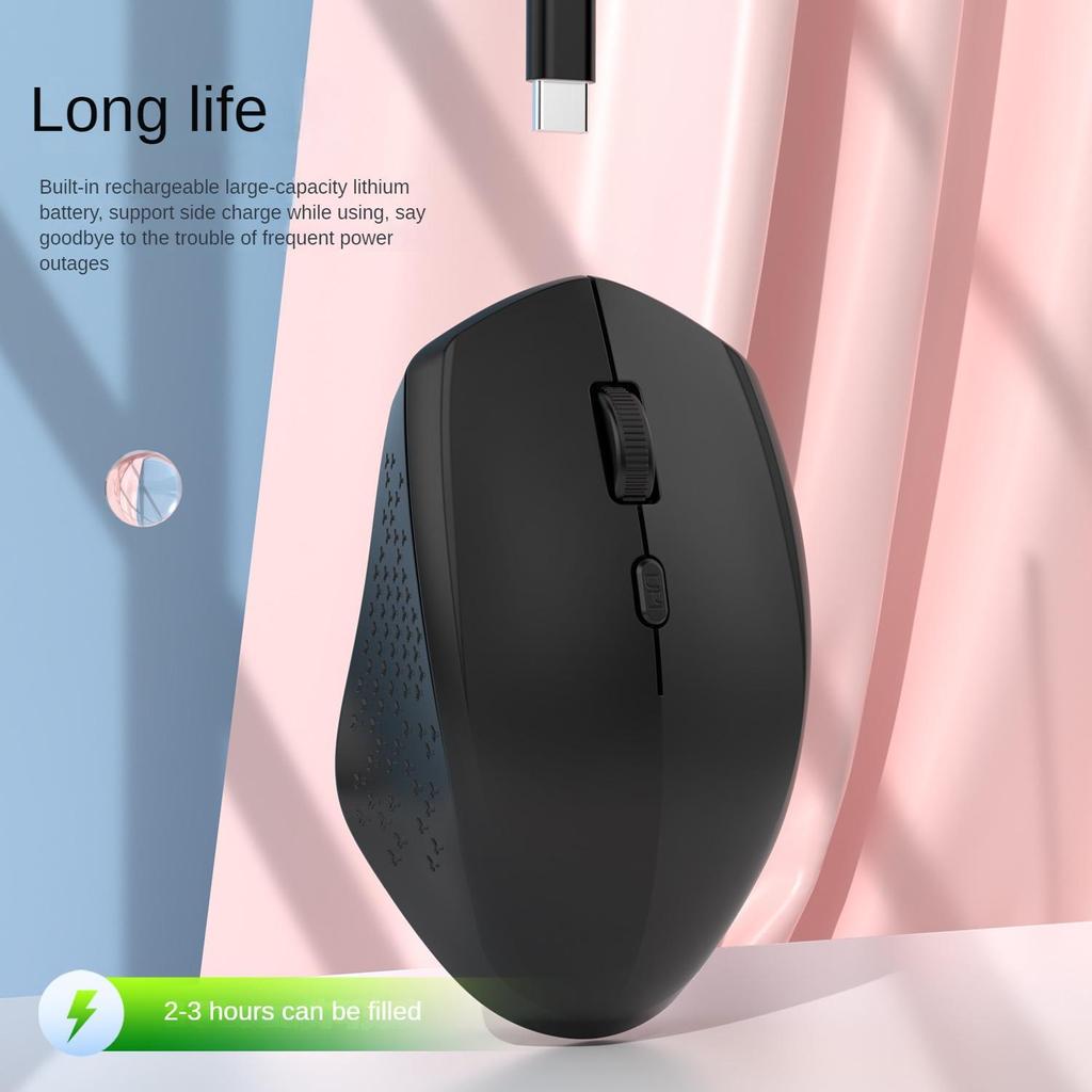 Эргономичная беспроводная мышь с тихим кликом, Bluetooth 5.2 и 2,4 ГГц USB, 1600 DPI, Перезаряжаемая, Совместима с MacBook, Планшетом, ПК