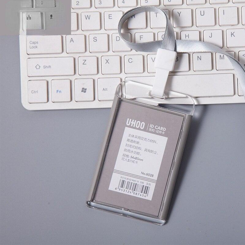 Double-sided, Staff Work Card Cover, Pass Access Card Holder, Name Badge Holder, ID Tag, Bus Card Sleeve, with Lanyard