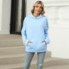 Модная однотонная толстовка с капюшоном из флиса для женщин, теплая толстовка с капюшоном на осень-зиму, свободный свитер, спортивная рубашка
