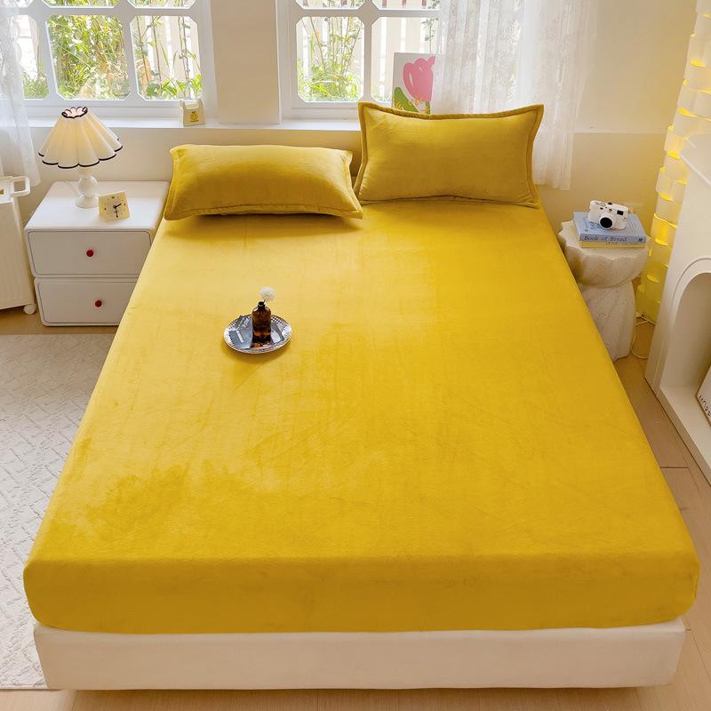 Solid Color Milk Velvet Mattress Cover Set - Thick, Warm, Full-Surround Protection