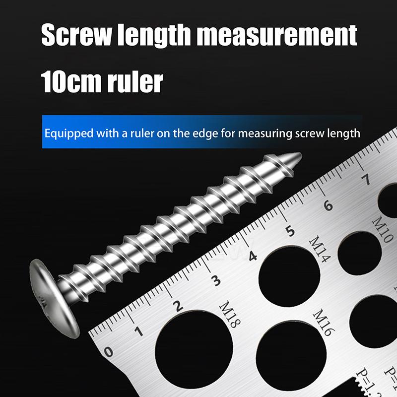 Space-saving Screw Measurement Tool, Industrial Pitch Gauge Ruler for Bit, Bolt, Nut, Craft