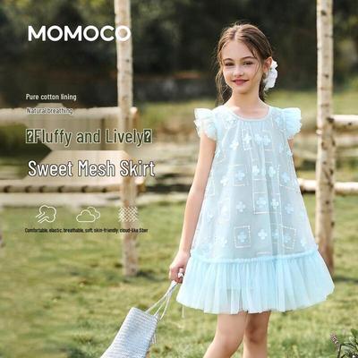 Летнее голубое платье-принцесса для девочек MOMOCO
