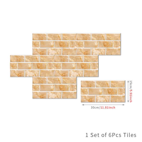 6 шт., маслостойкая наклейка для кирпичной плитки, наклейка на стену для кухни, самоклеющаяся водонепроницаемая наклейка для ванной, обои 15x30 см