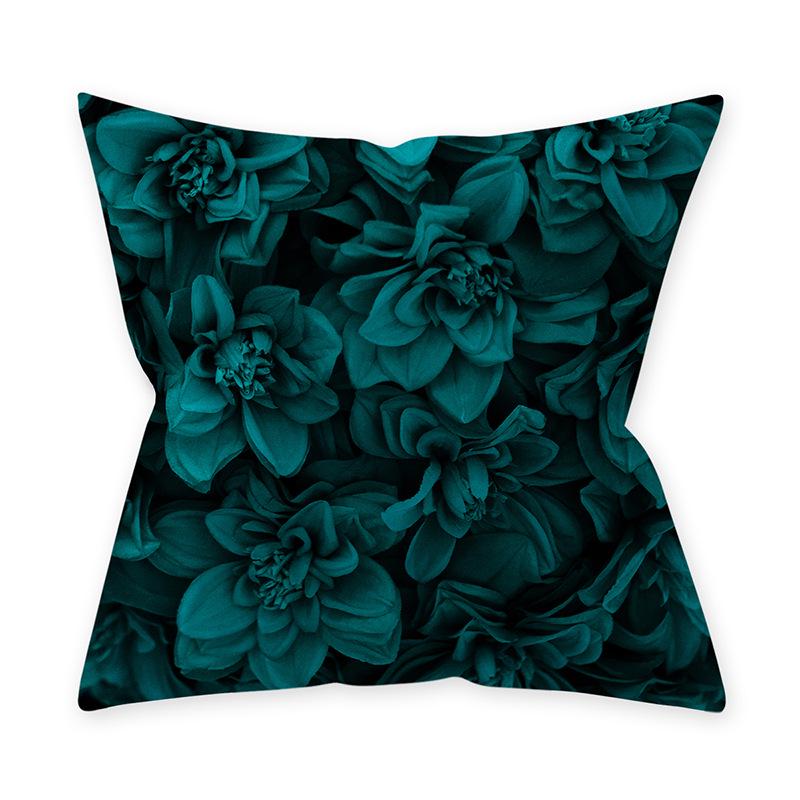 Decorative Green Throw Pillow Teal Blue Leaf Cushion Geometric Pillowcase Nordic Home Decor Sofa Living Room Polyester Pillow