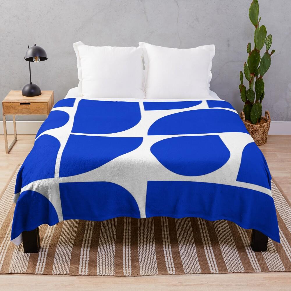 Minimal Geometric Shapes 05 | Abstract Art Mid Century Bauhaus Inspired Persian Blue Throw Blanket