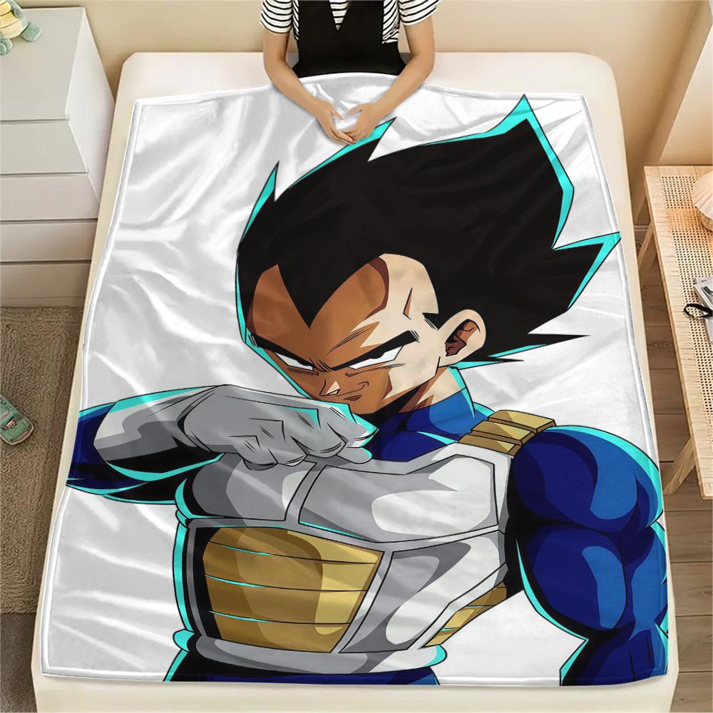 Vegito Cartoon Printed Flannel Blanket, Ideal for Bed Sofa Chair, Picnic Travel Use, Warm Home Bedroom Decor -HE33