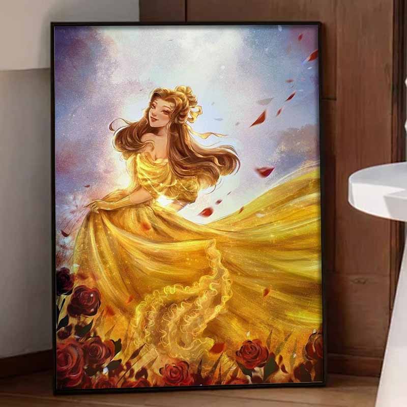 Disney Набор для алмазной живописи без рамки, Красивое желтое платье, Полная выкладка круглыми стразами, Классический стиль, Декор для дома, Поделка, Идеальная идея для подарка