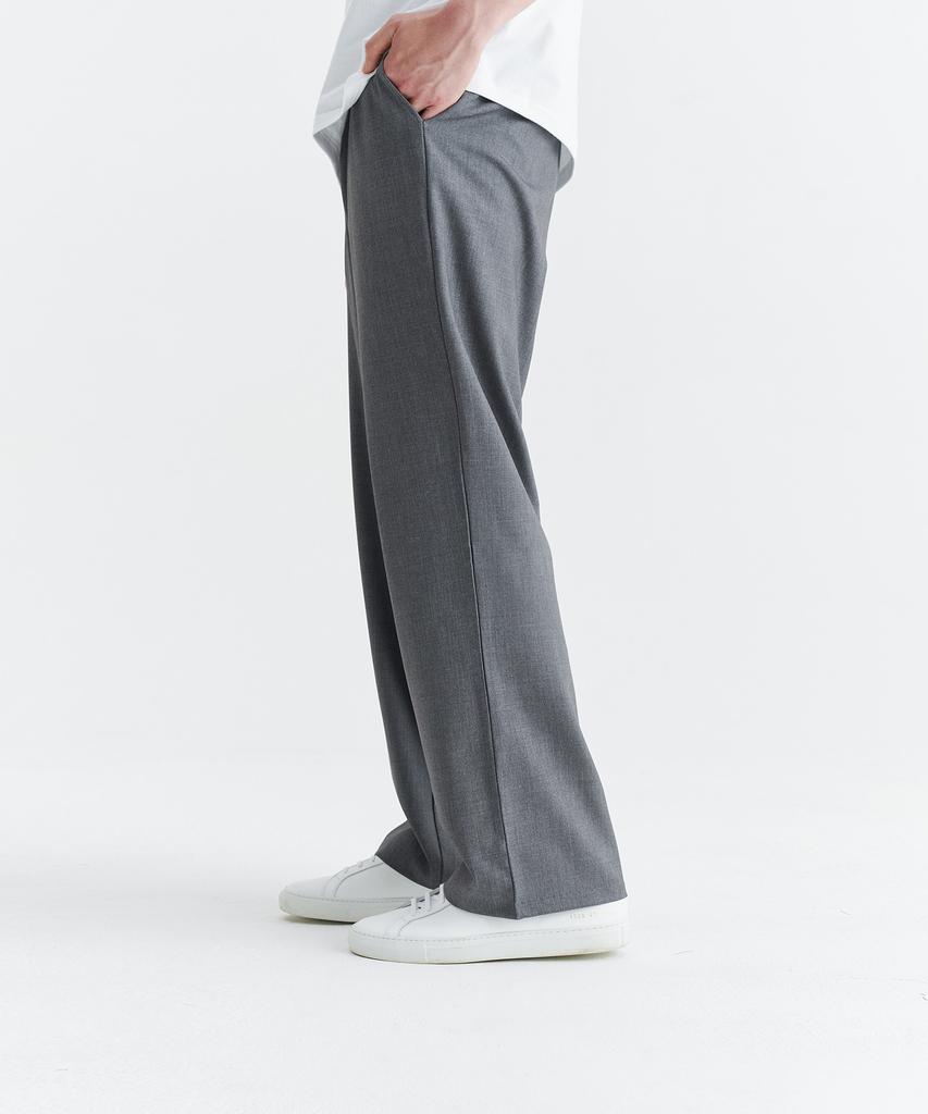 WHOLOVESART [Summer Fabric Added] Unisex Semi-Wide Elastic Waist Slacks Light Gray
