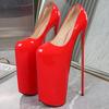 22см Платформа Супер Стилет Высокие Каблуки Туфли Сексуальная Лакированная Кожа Красный Розовый Экстремальный Каблук Вечеринка Фетиш Свадебная Обувь Большой Размер 50