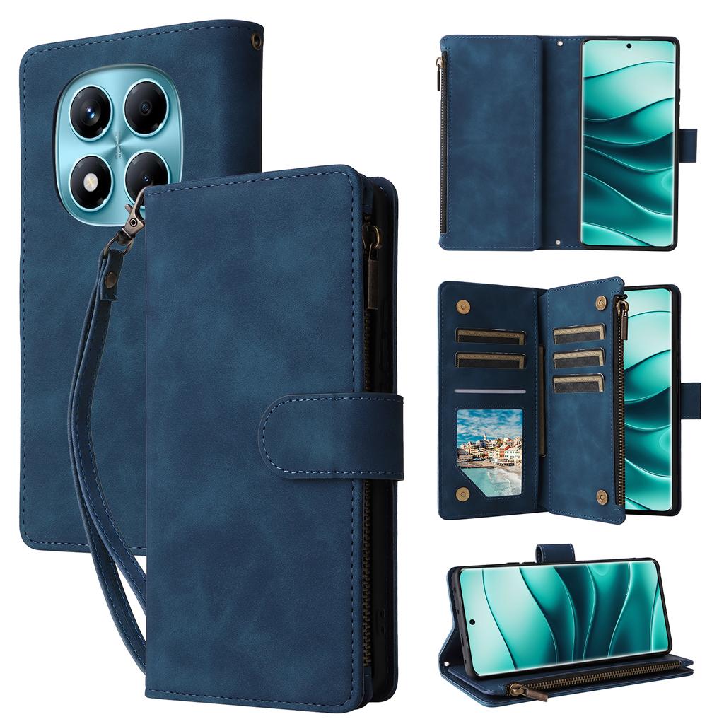 Для Xiaomi Redmi Note 14 Pro 4G Чехол Кошелек на молнии Множество слотов для карт Кожаный чехол для телефона