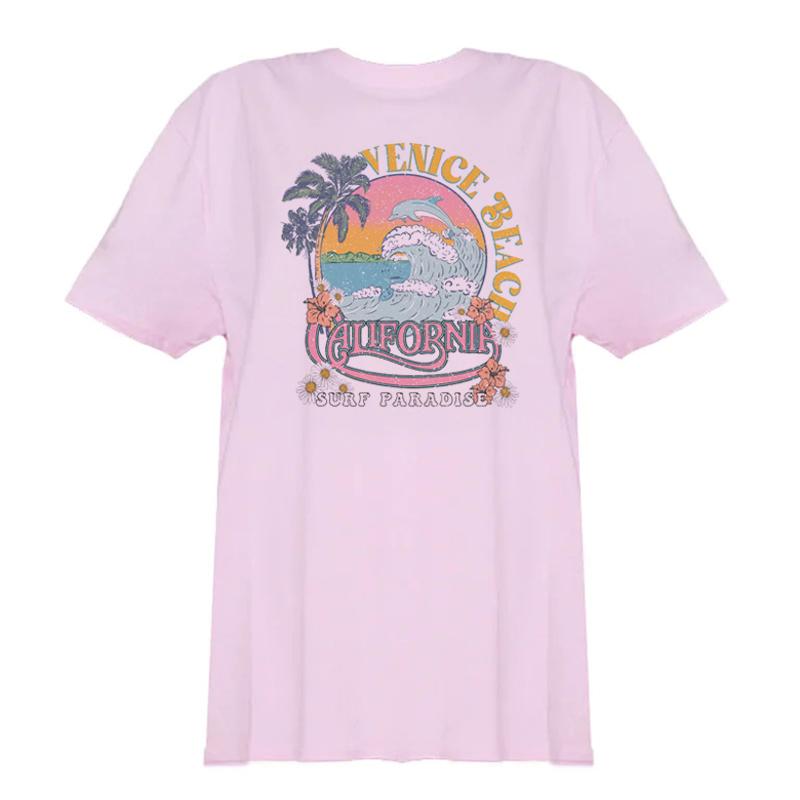 Venice Beach Palm Trees Oversized Tshirts Women 2023 Summer Vintage California Surf T Shirt Cute Vacation Graphic Tees Tops