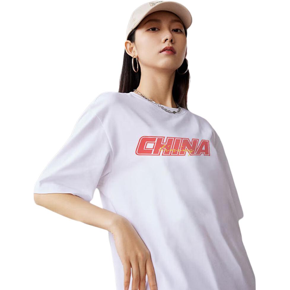 Футболки Li Ning Унисекс Белые С Круглым Вырезом Тонкие Прямого Покроя YTST053-1