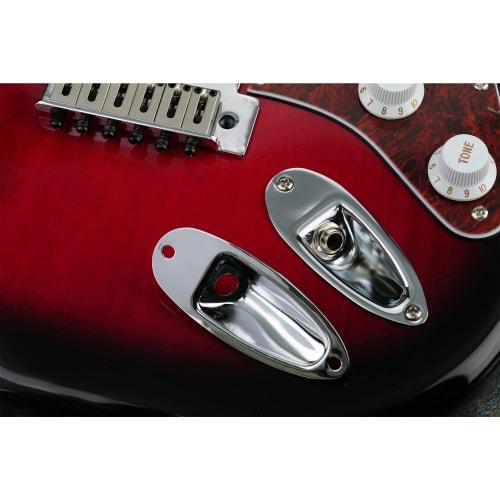 Musiclily Basic Boat-Shaped Strat Jack Plate for Strat Electric Guitar, Chrome (Pack of 2)