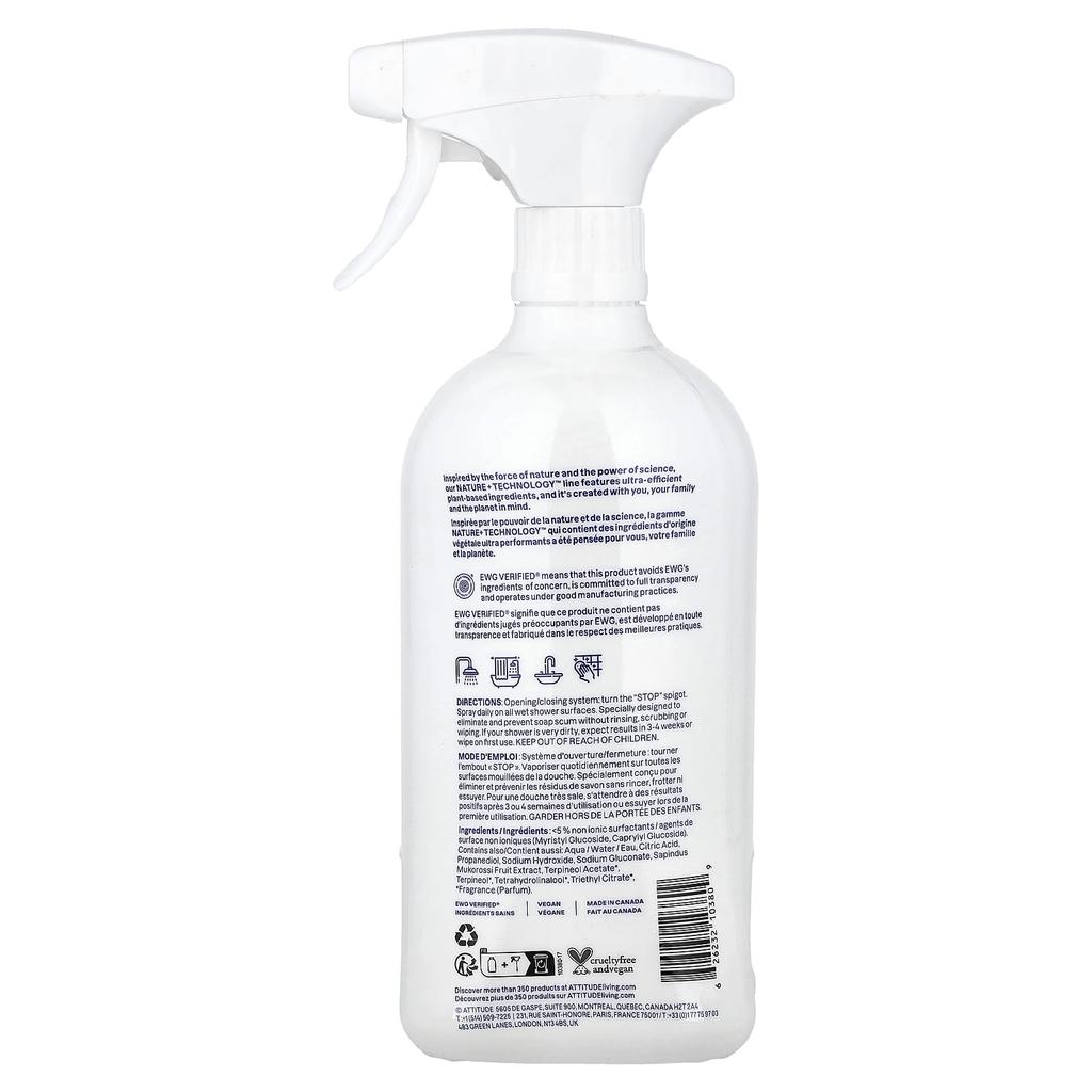 ATTITUDE Nature + Technology™, Daily Shower & Towel Cleanser, Citrus Zest, 800ml (27.1 Fl Oz)