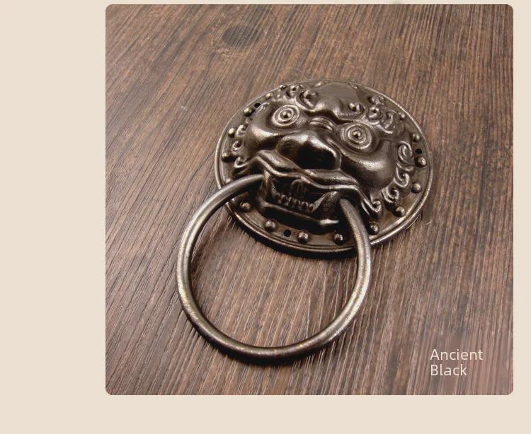 Дверной молоток в античном стиле с головой льва и тигра - медное кольцо для двойных деревянных дверей во двор