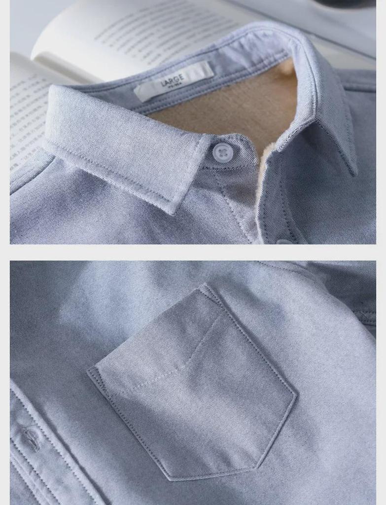 Men's Warm Long-Sleeve Velvet Shirt for Autumn and Winter (Style 9307)