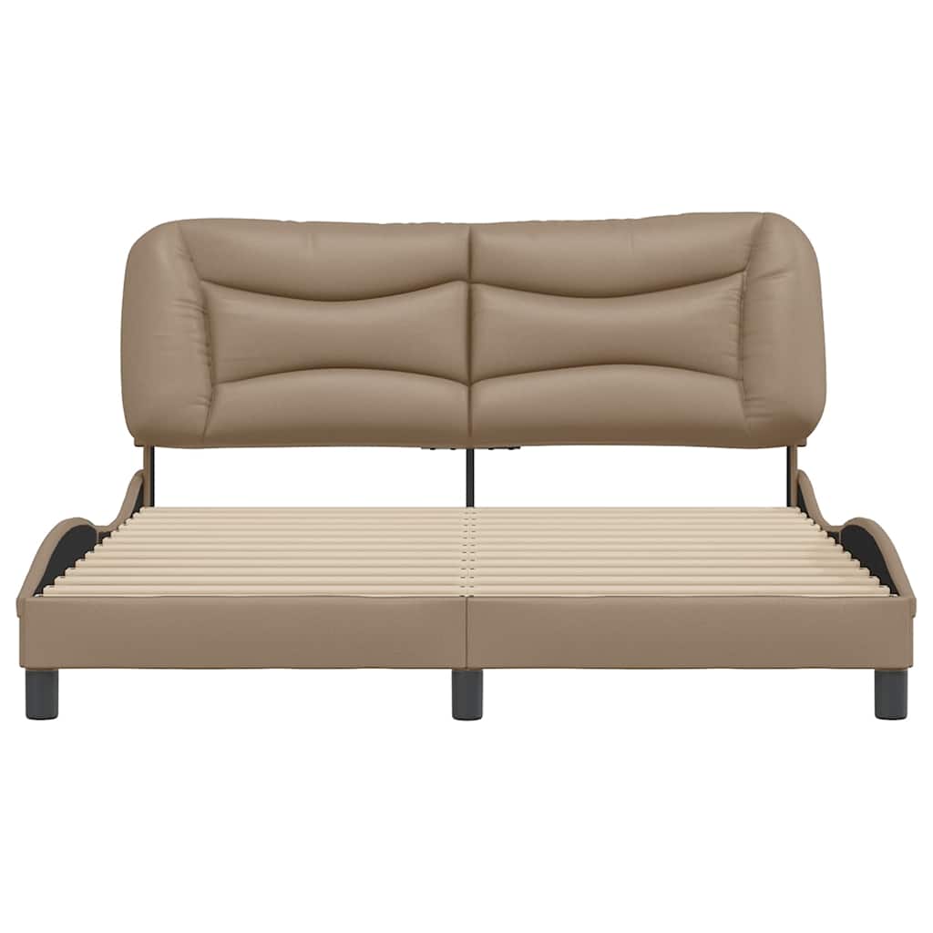 Bed Frame without Mattress Hvar Cappuccino Brown 160x200 cm Faux Leather