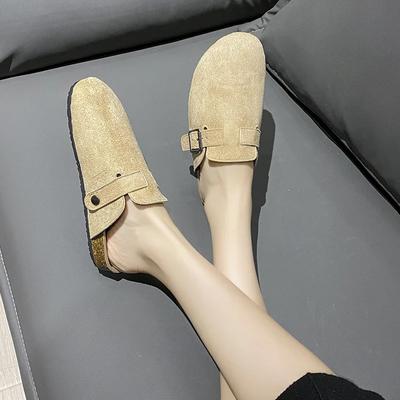 Мода 2024 года, высококачественная женская обувь, закрытый носок, женские тапочки, модные повседневные тапочки с пряжкой на ремне, женские новые тапочки на плоской подошве с круглым носком