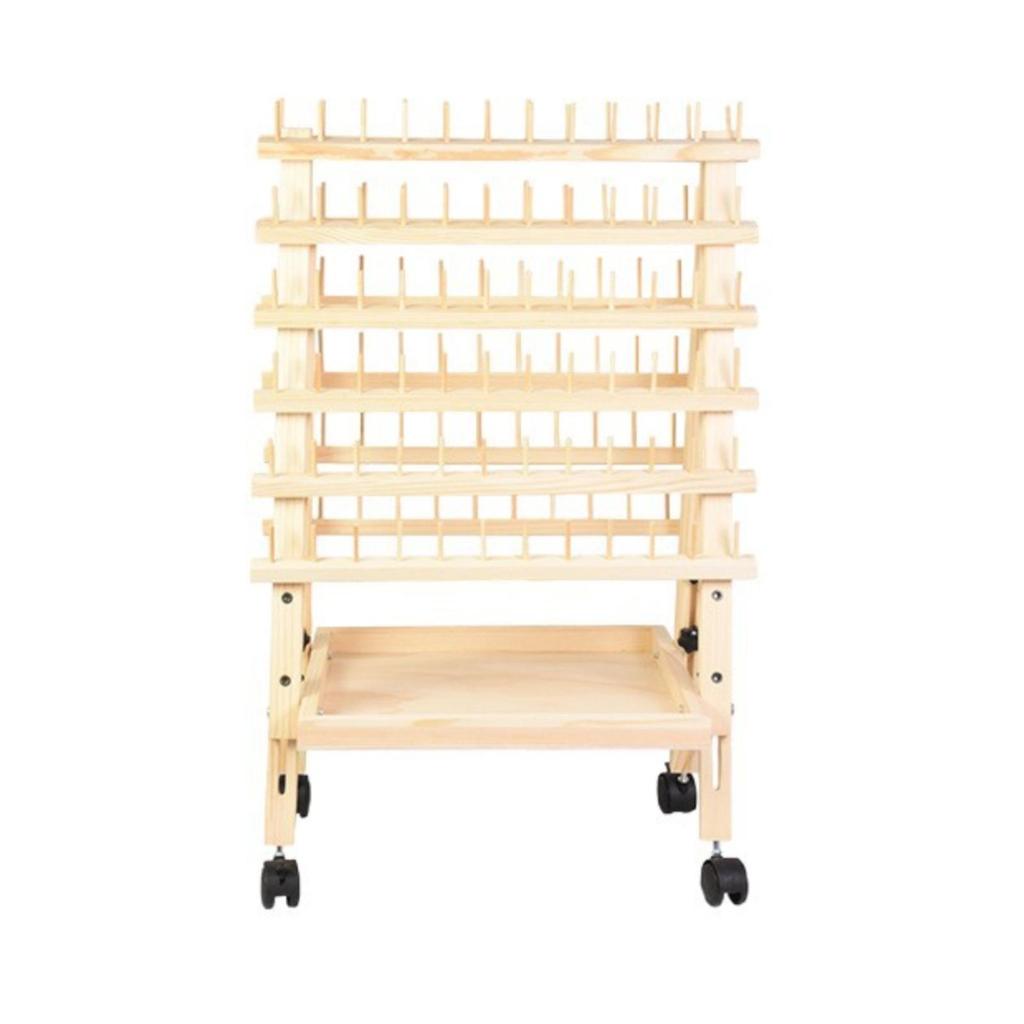 Hair Weaving Rack with Wheels Wooden Extension Stand Pegs Mobile