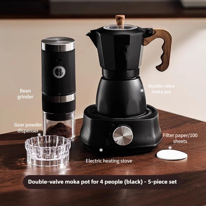 Двухклапанная мока-кофеварка Бытовая маленькая с ручным приводом Итальянская кофемашина Уличный набор кофейника для электрической плиты