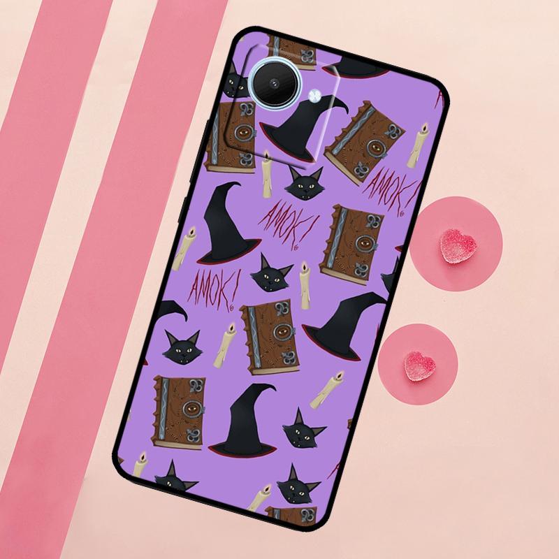 Witch Black Cat Case For Realme C53 C55 C35 C33 C31 C30 C25s C21Y C15 C11 GT Neo 5 3T 2T 9 10 11 Pro Plus