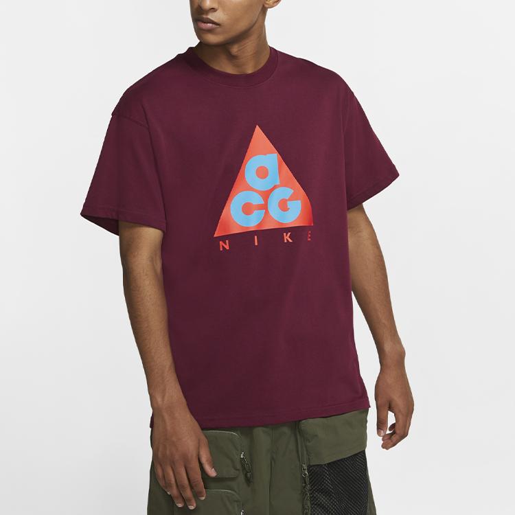 Nike ACG Classic Logo Print Casual Short Sleeve T-Shirt Men Tops Deep-Beetroot-Red CV1533-638
